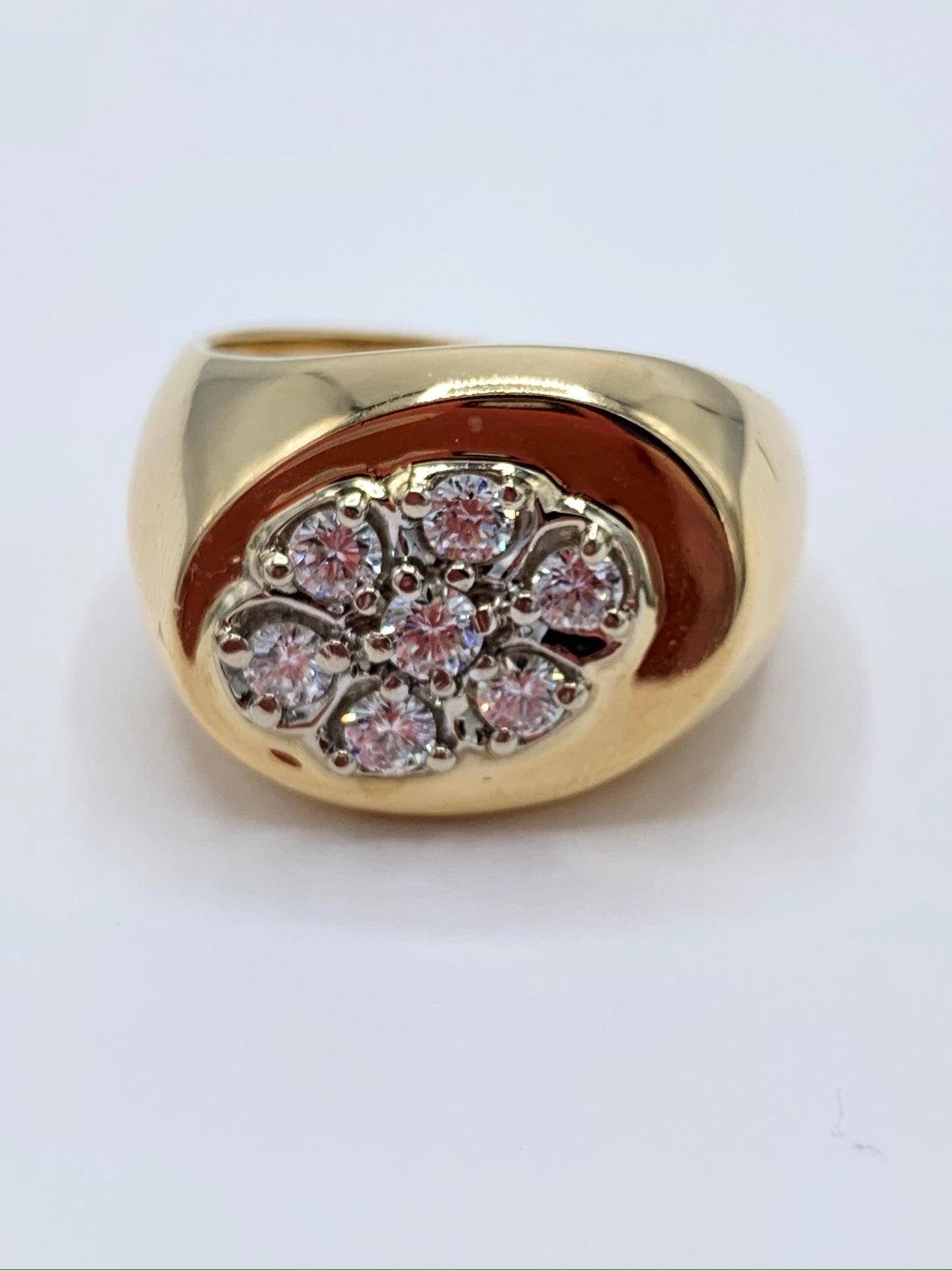 14K Yellow Gold Men's Diamond Cluster Pinky Ring