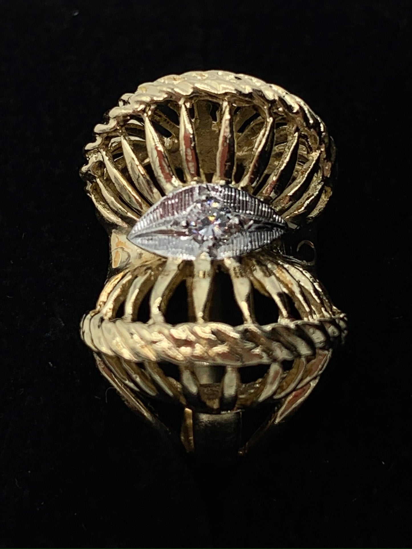 Estate 14K Yellow Gold Vintage Diamond Dinner Ring