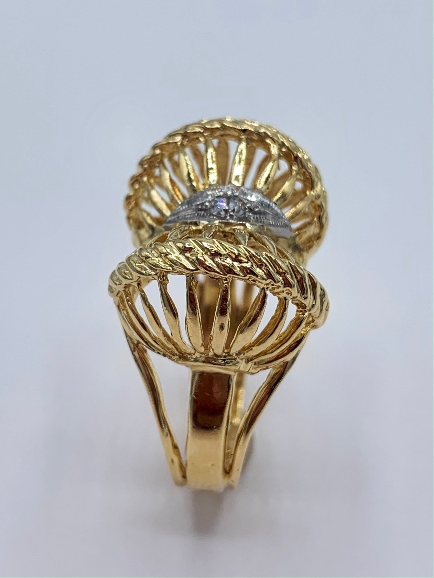 Estate 14K Yellow Gold Vintage Diamond Dinner Ring