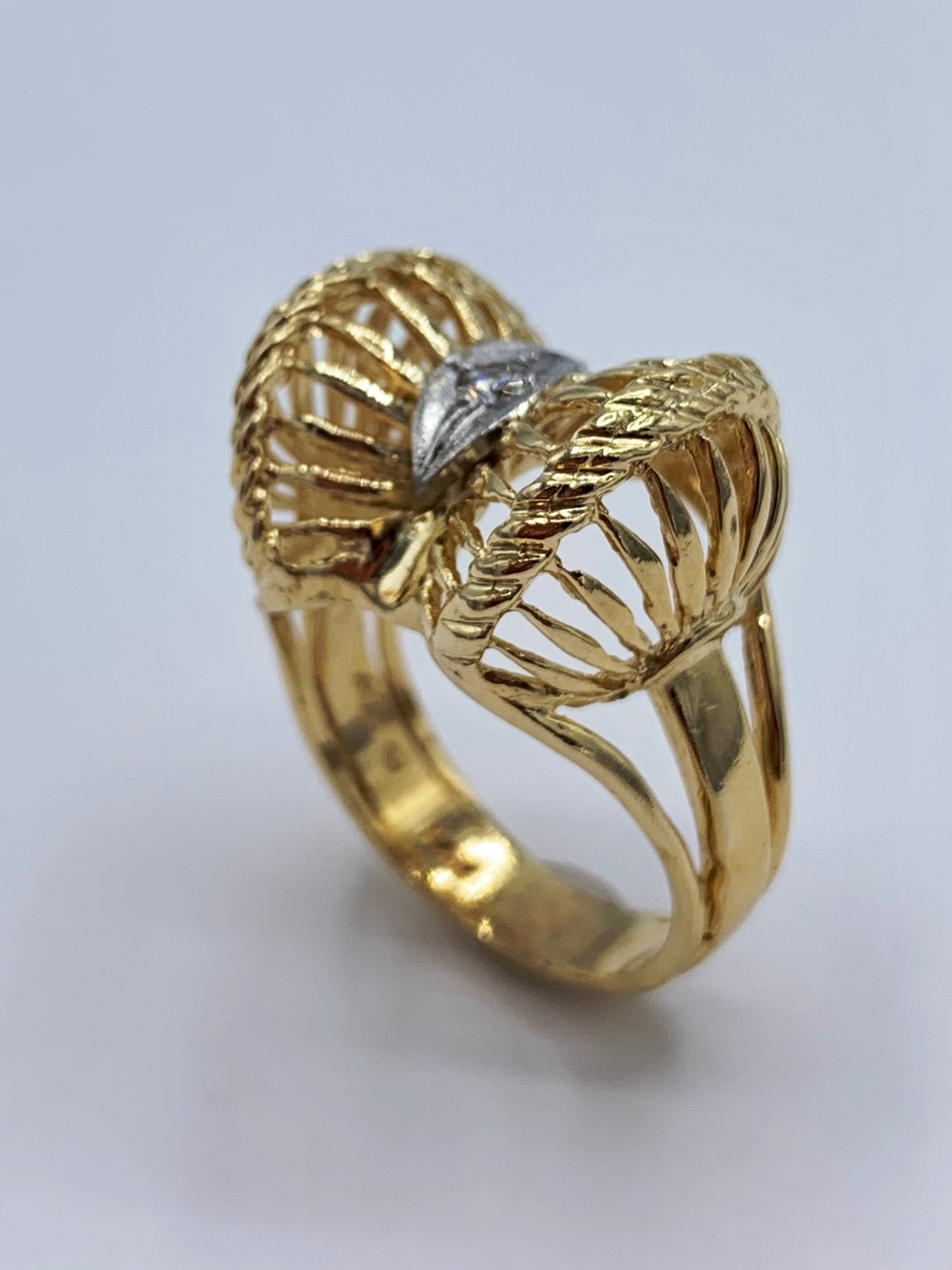 Estate 14K Yellow Gold Vintage Diamond Dinner Ring