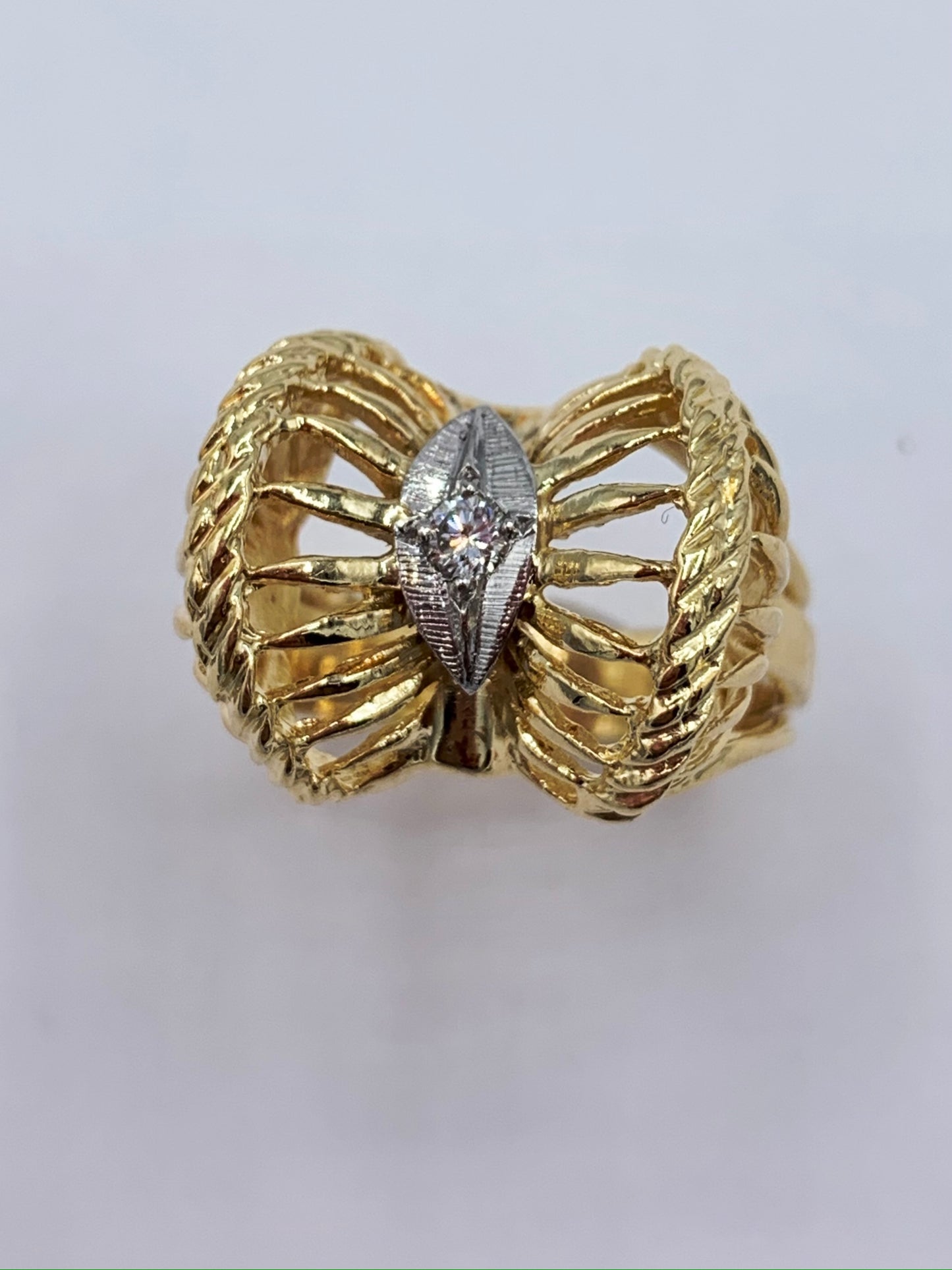 Estate 14K Yellow Gold Vintage Diamond Dinner Ring