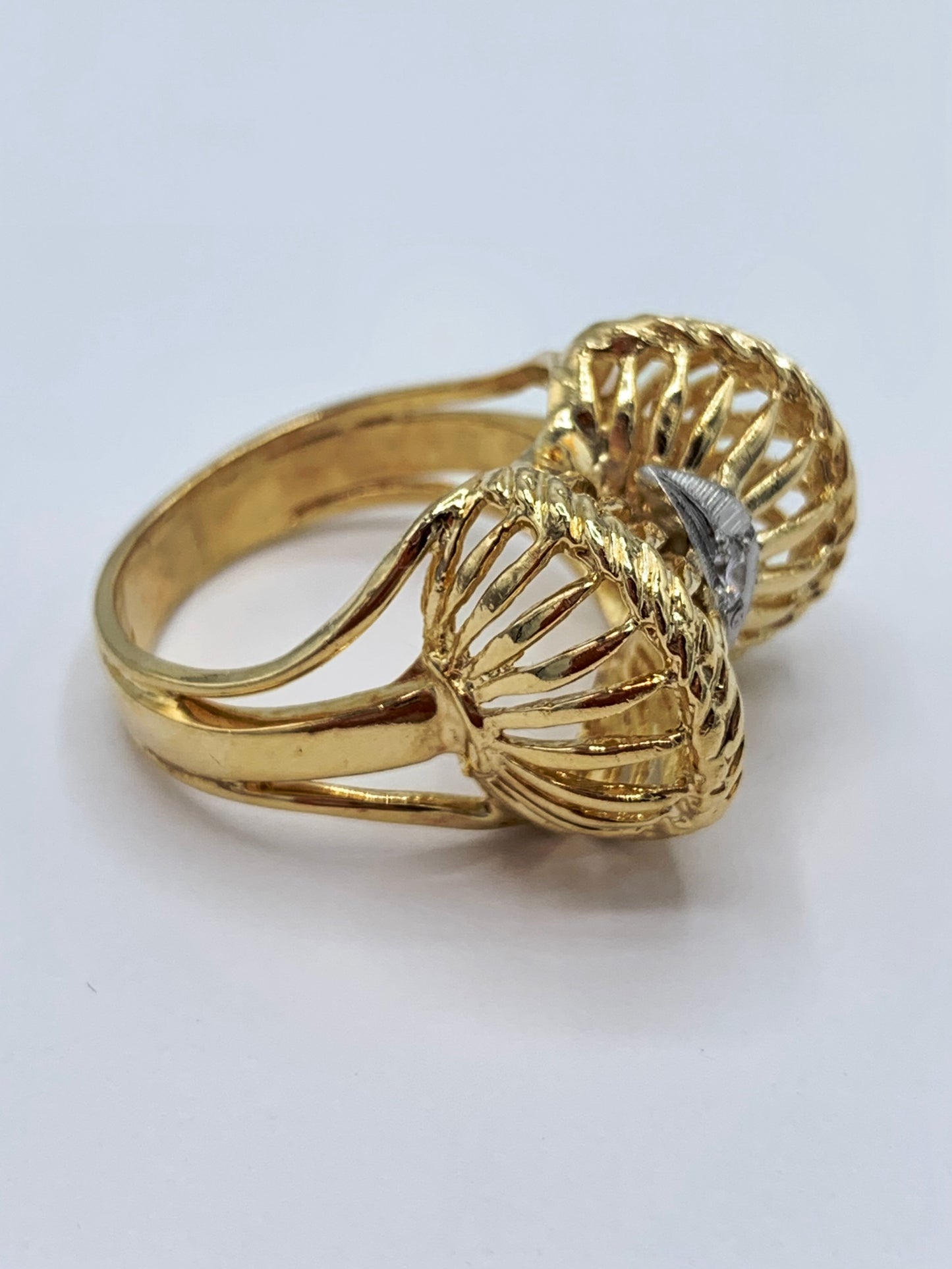 Estate 14K Yellow Gold Vintage Diamond Dinner Ring