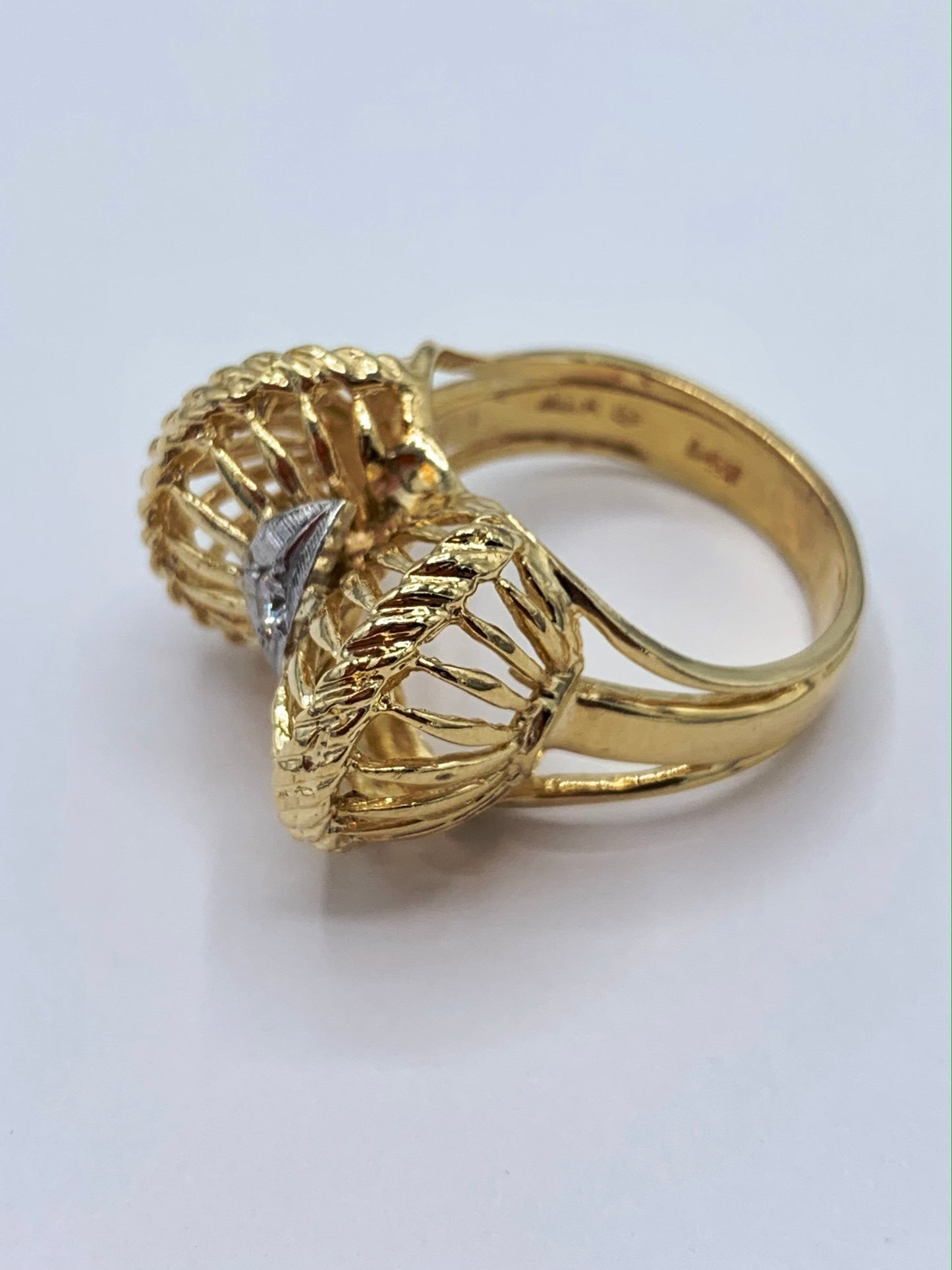 Estate 14K Yellow Gold Vintage Diamond Dinner Ring