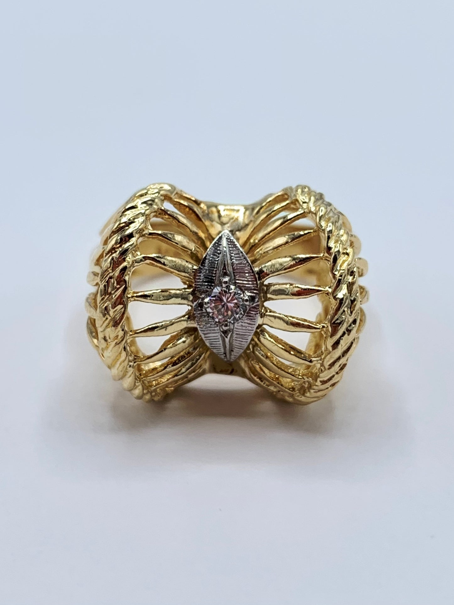 Estate 14K Yellow Gold Vintage Diamond Dinner Ring