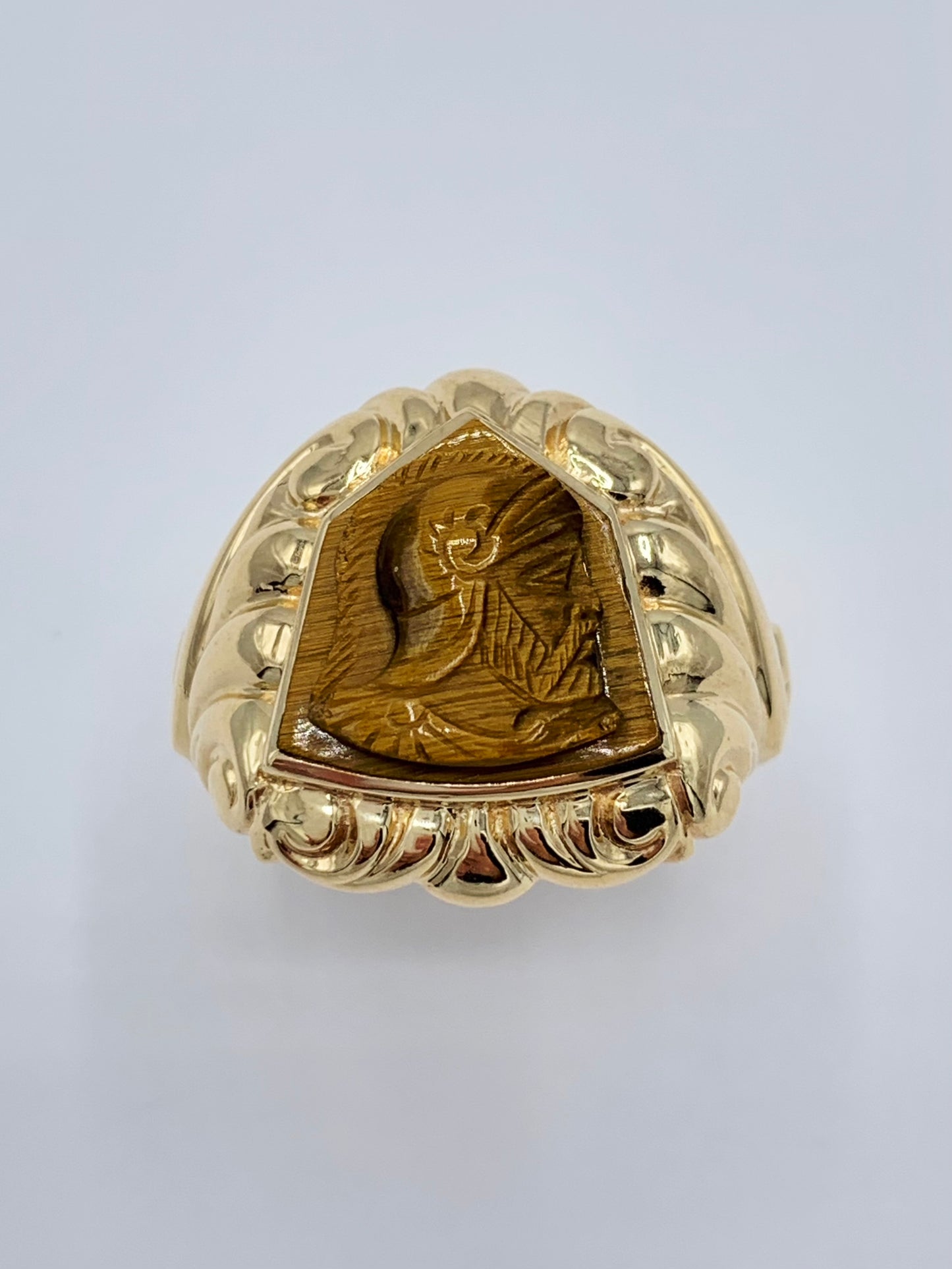 Estate 10K Yellow Gold Greek Tiger Eye Cameo