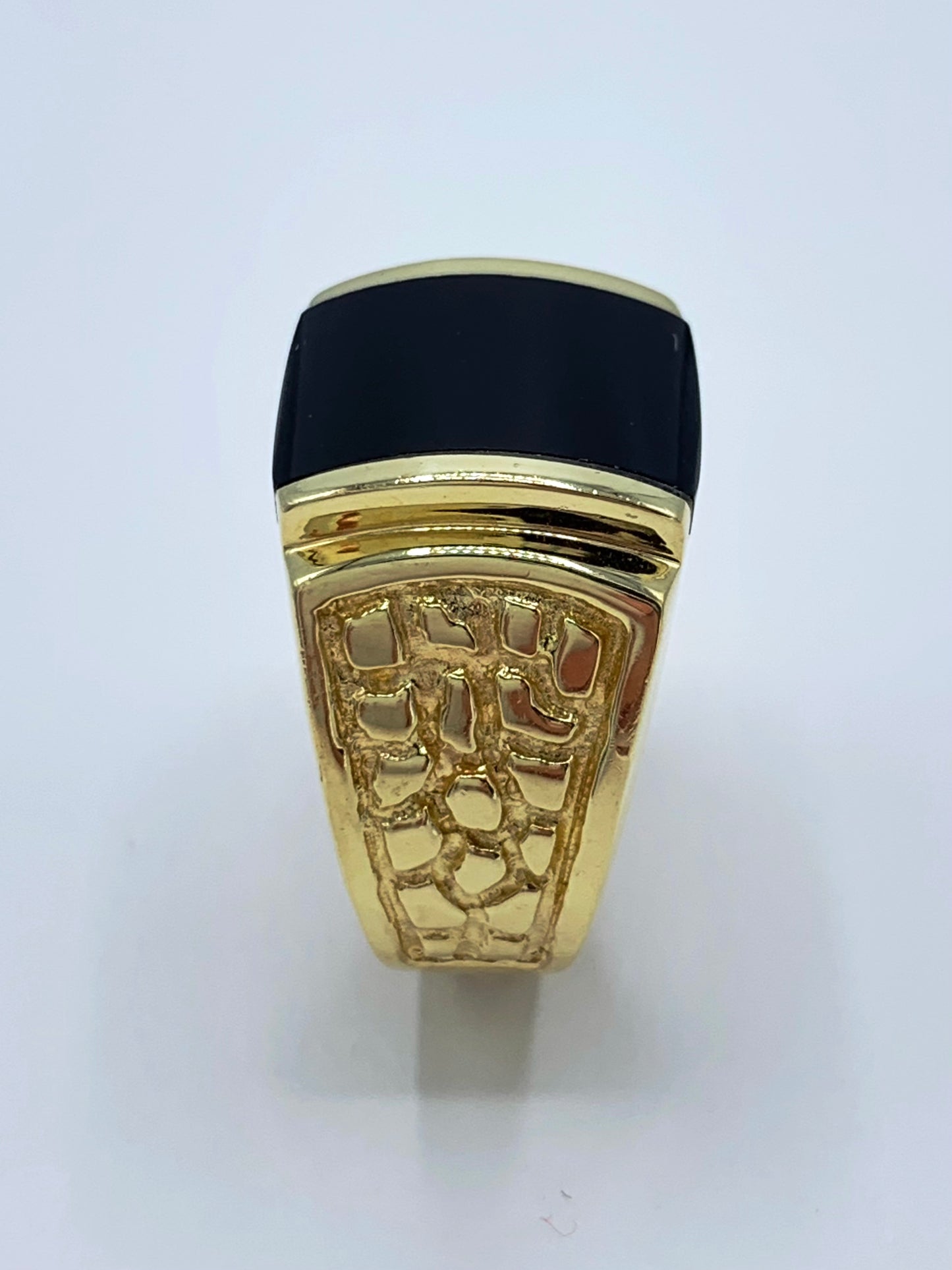 Estate 14K Yellow Gold Black Onyx Inlay Ring