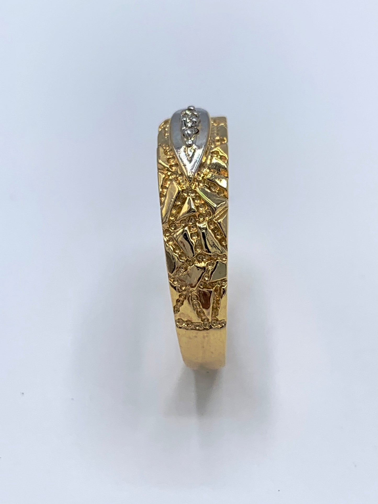 Estate 14K Yellow Gold 3 Diamond Nugget Wedding Band