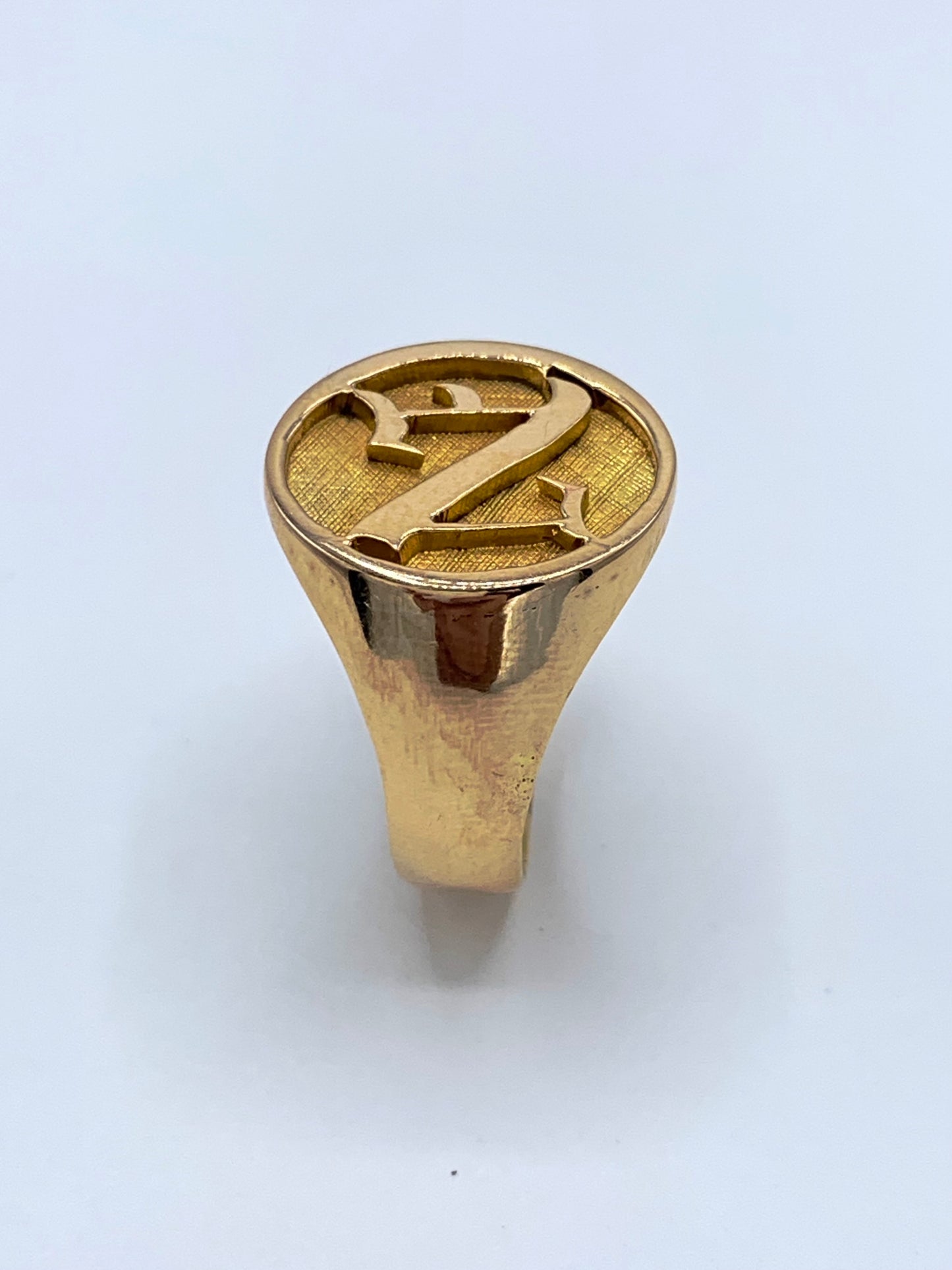 Estate 14K Yellow Gold Letter "N" Pinky Ring