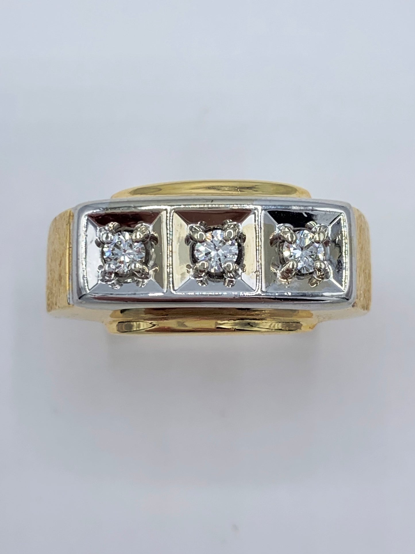 Estate 10K Yellow Gold Three Diamond Band