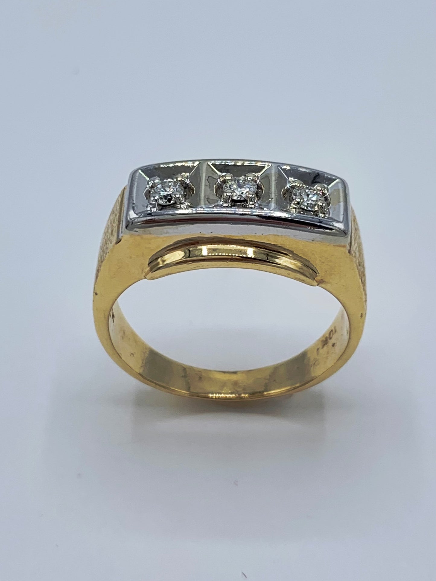 Estate 10K Yellow Gold Three Diamond Band