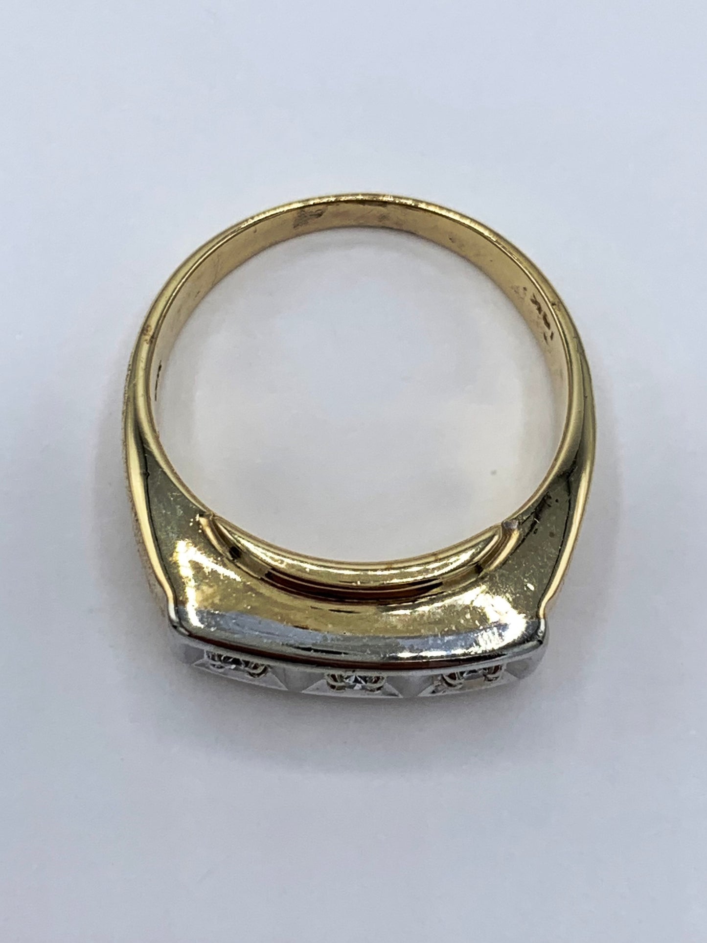 Estate 10K Yellow Gold Three Diamond Band