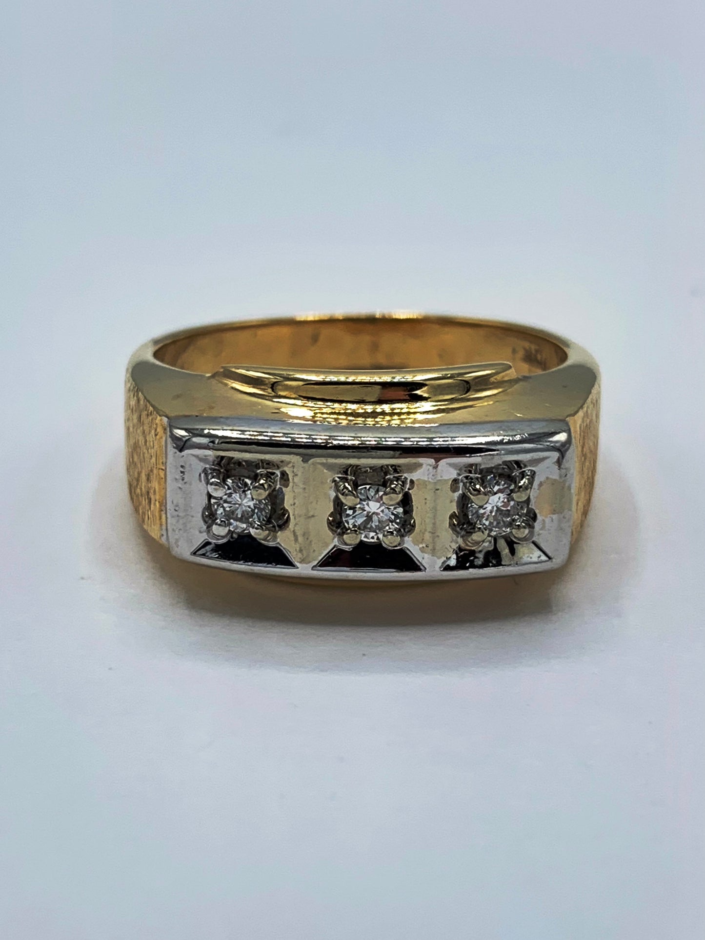 Estate 10K Yellow Gold Three Diamond Band