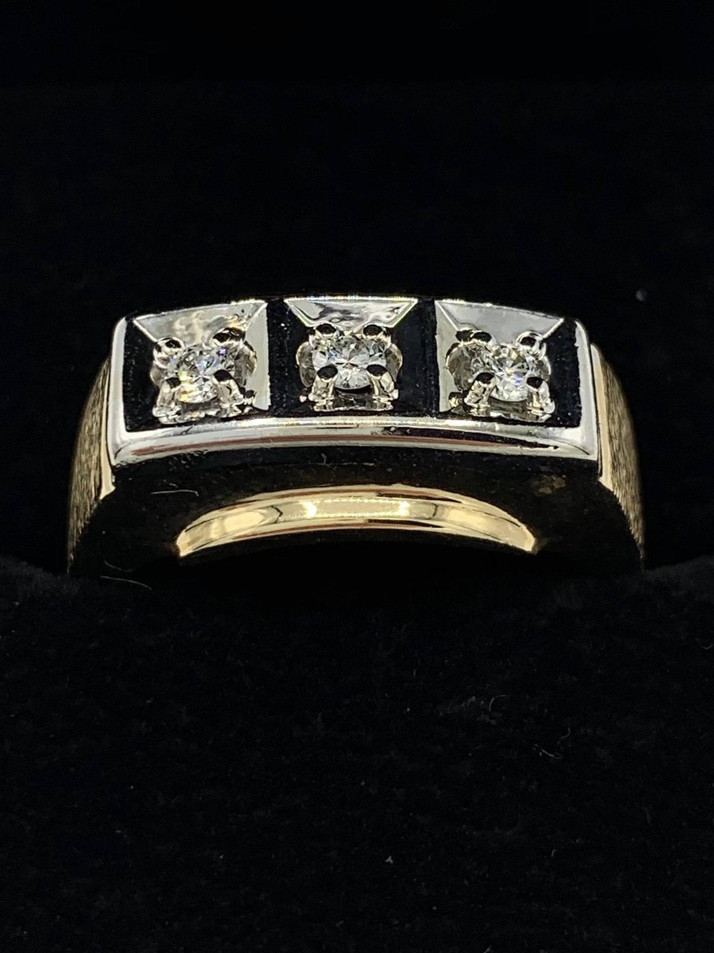 Estate 10K Yellow Gold Three Diamond Band