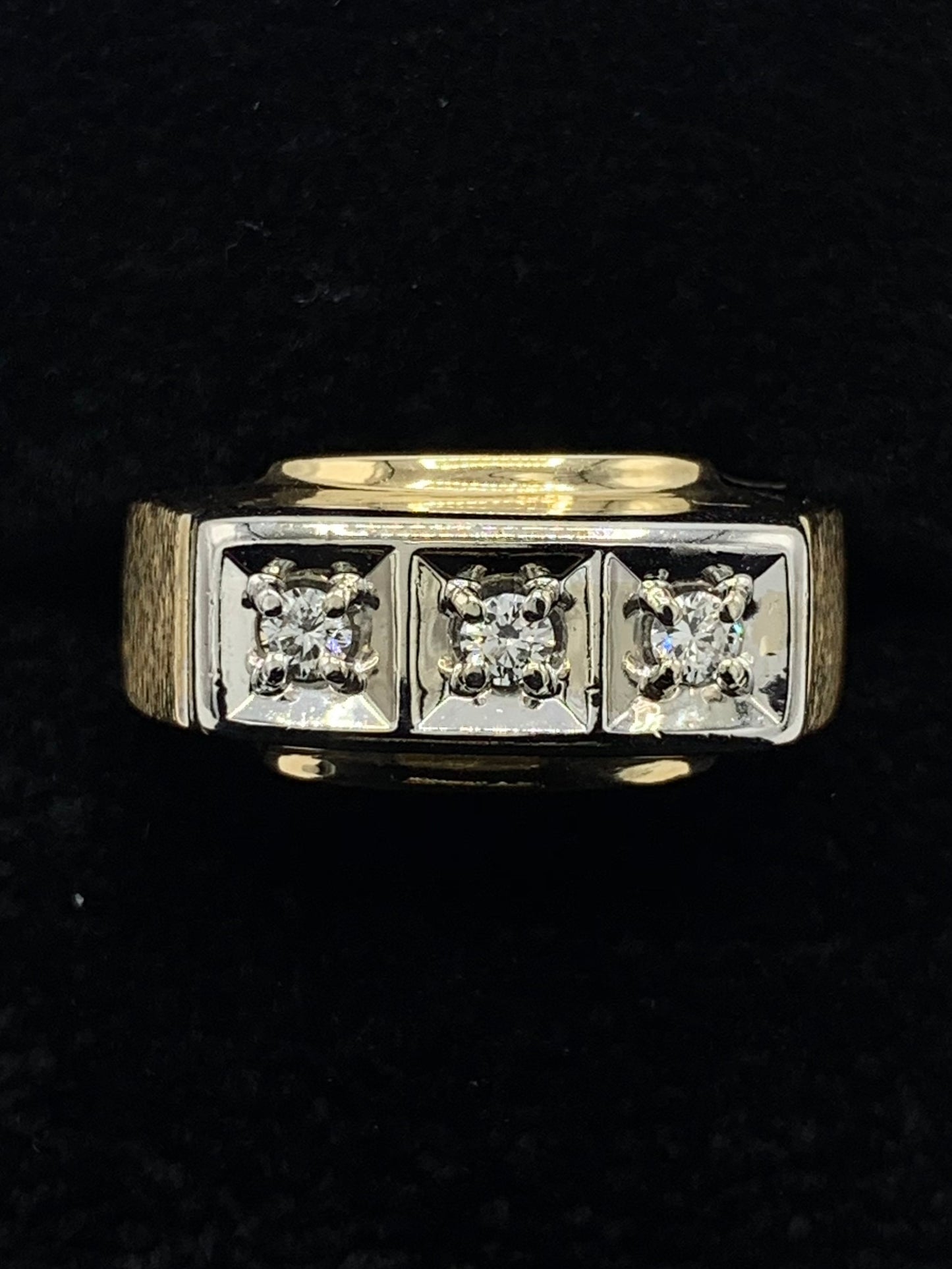 Estate 10K Yellow Gold Three Diamond Band