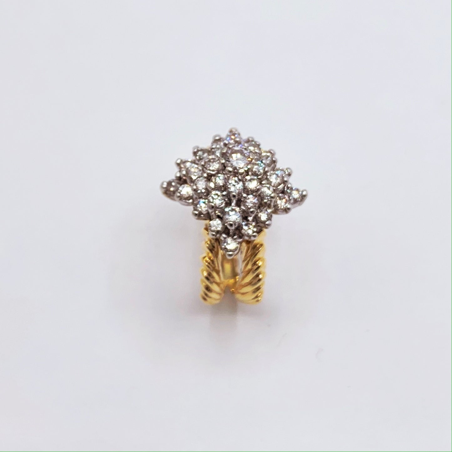 Estate 14K Yellow Gold 2 carat Diamond Cluster Ring